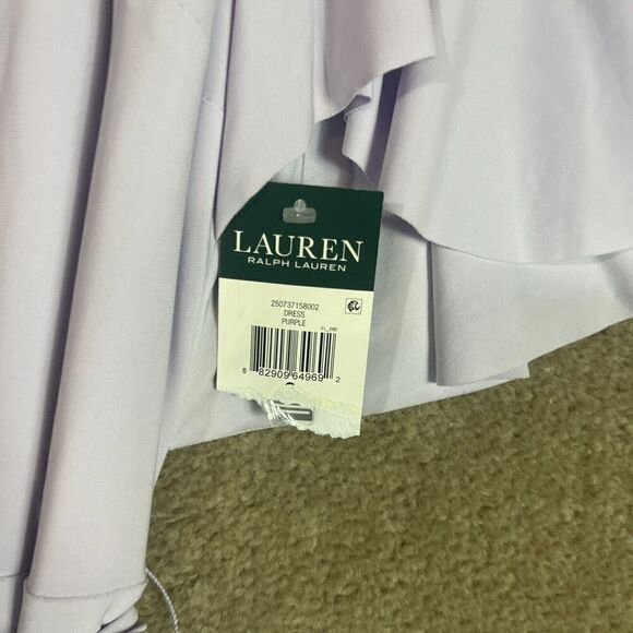 Ralph Lauren Gaelyn Dress Womens 8 Purple Tie-Waist Jersey Flutter Sleeve NEW - Picture 6 of 13